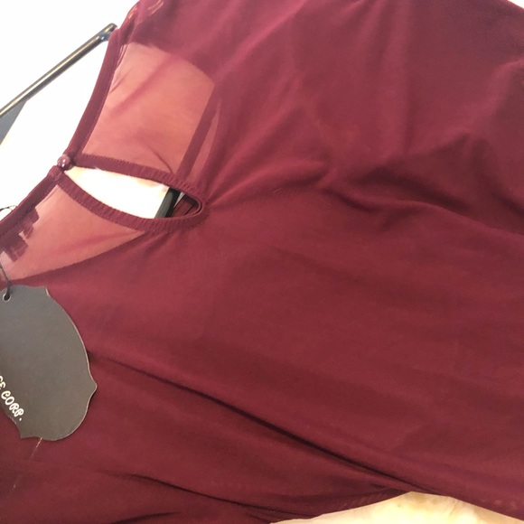 Burgundy mesh bodysuit - Picture 4 of 7